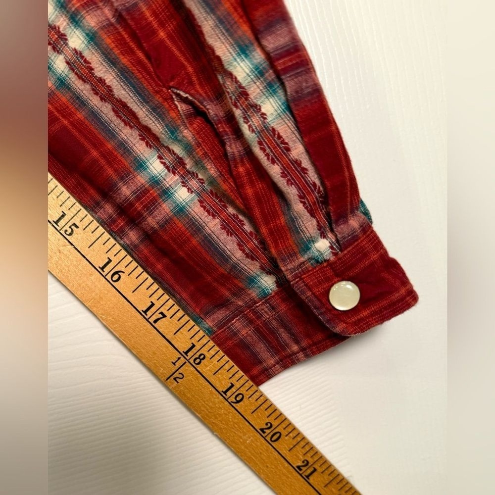 Woolrich Red Heritage Print Plaid Long Sleeve‎ ButtonUp Western Shirt Size Large - Picture 8 of 9
